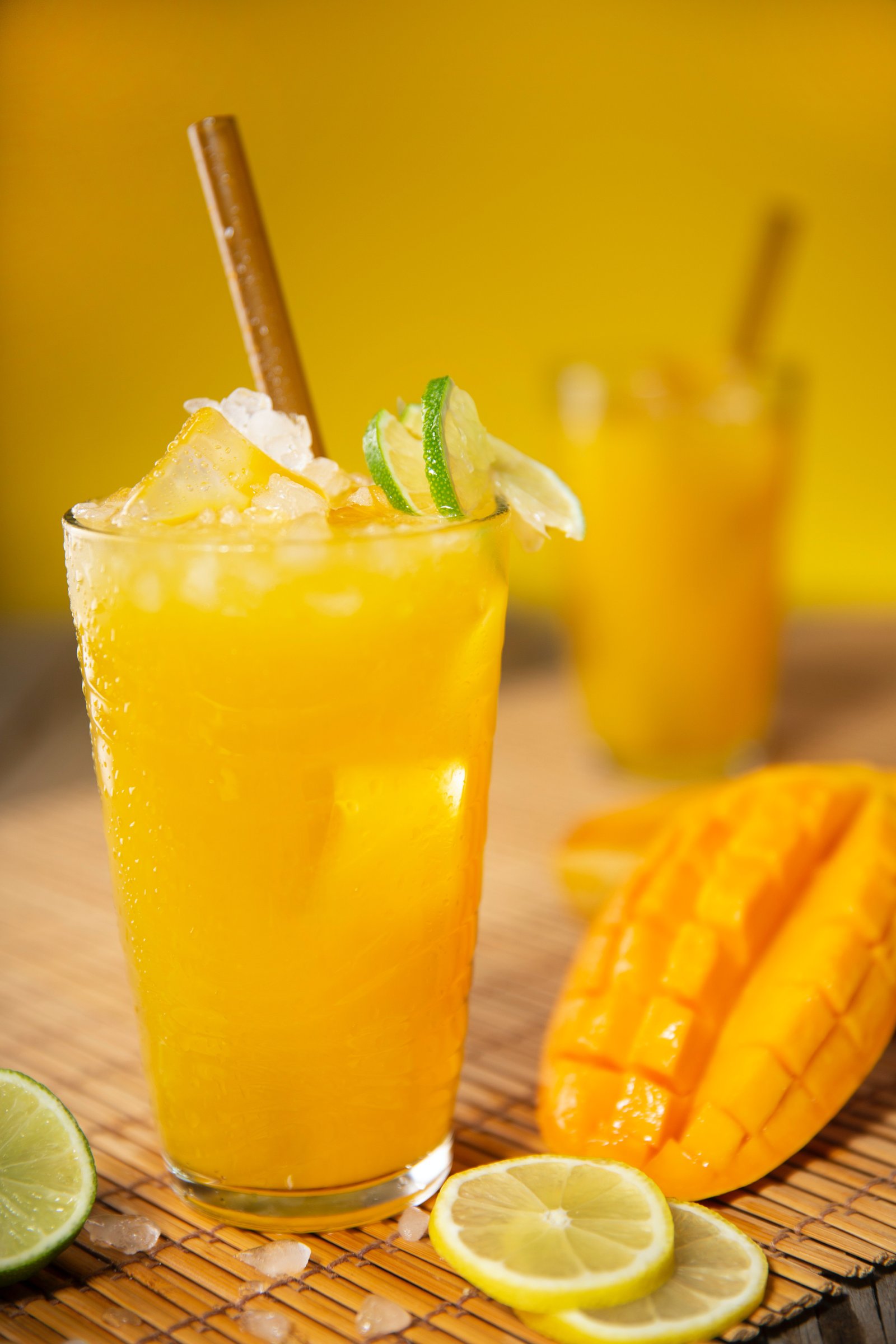 Mango And Lemon Juice Topped With Lime
